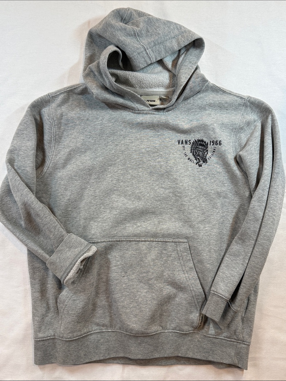 Vans Off The Wall 1966 Wolf Graphic Pullover Hoodie Gray Youth L